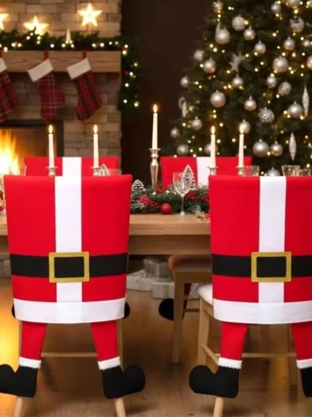 Santa Suit Dining Chair Covers (Red) - Festive Holiday Set